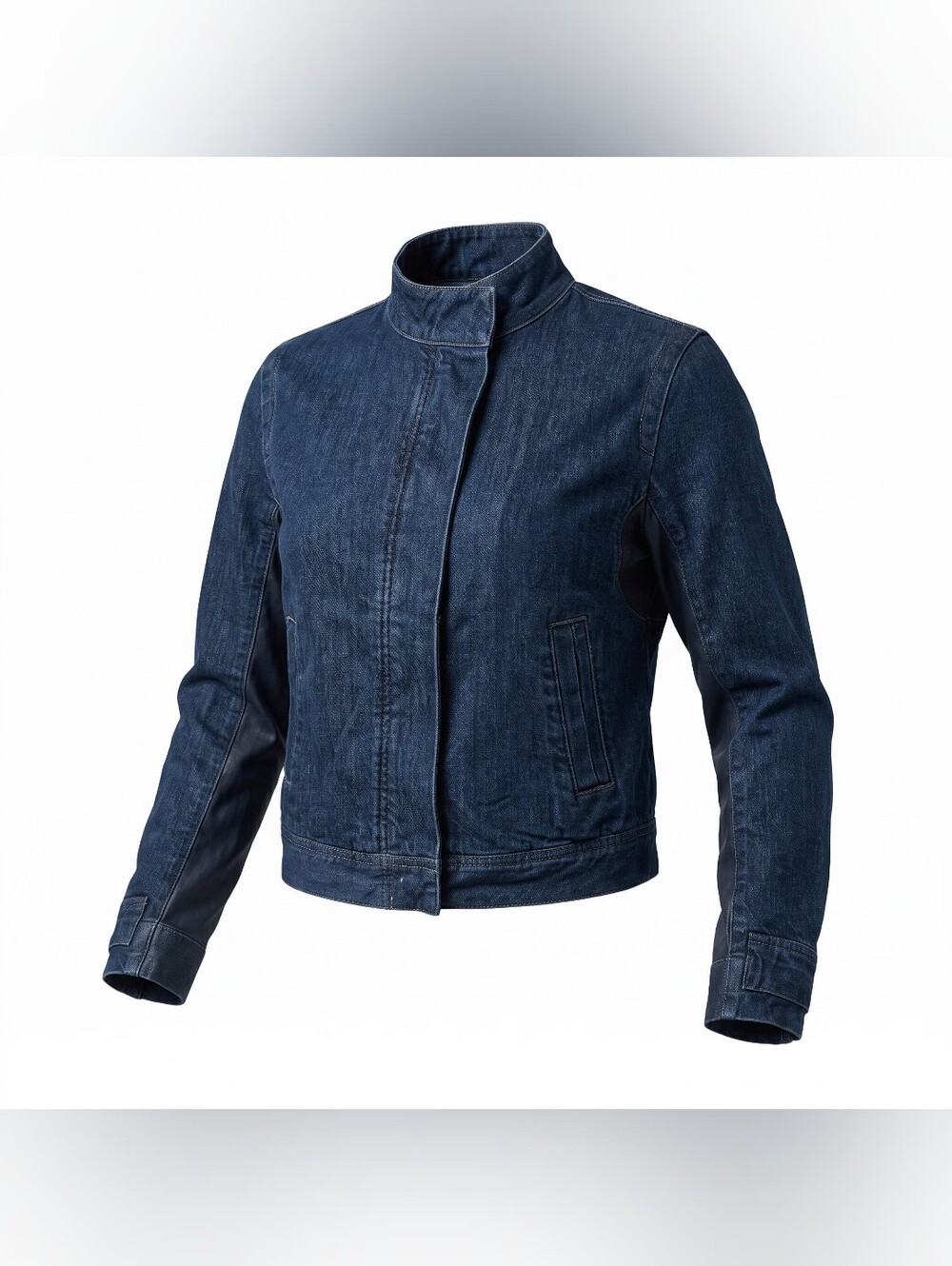 NEW (Defect) Rare 2000s Slab By Rick Owens Racer High Collar Waxed Denim Jacket